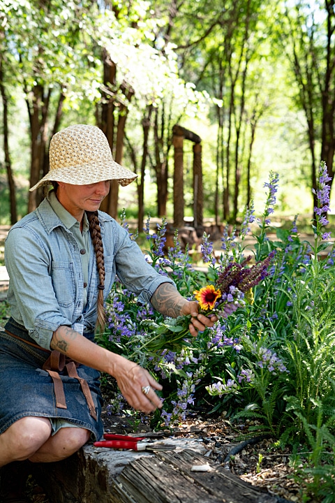 Adobe & Pines B&B Taos in the flower garden